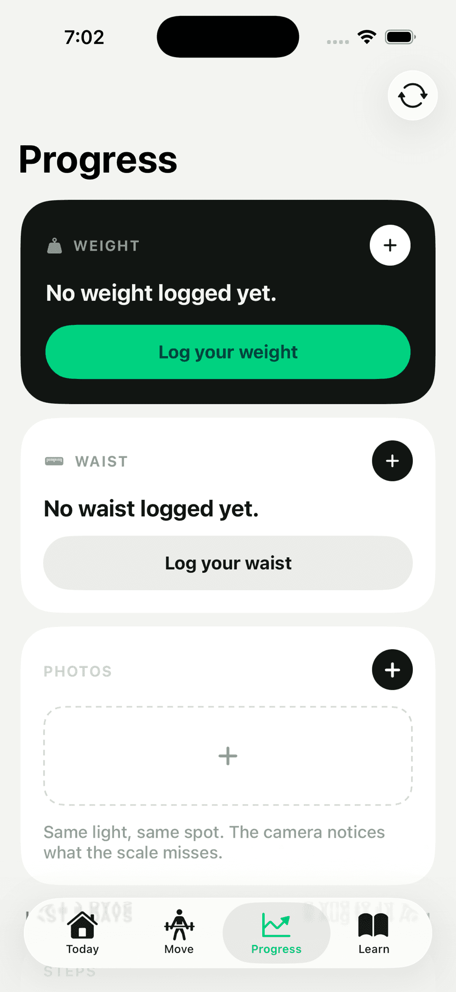Sculpi Progress screen